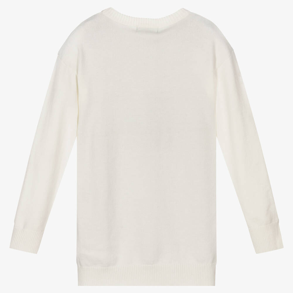 Fun & Fun-Girls Ivory Knitted Logo Dress | Childrensalon Outlet