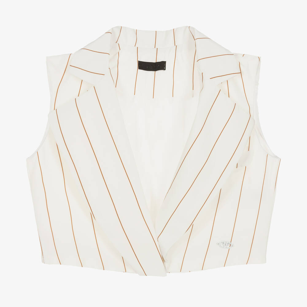 Fun & Fun-Girls Ivory Pinstripe Waistcoat | Childrensalon Outlet
