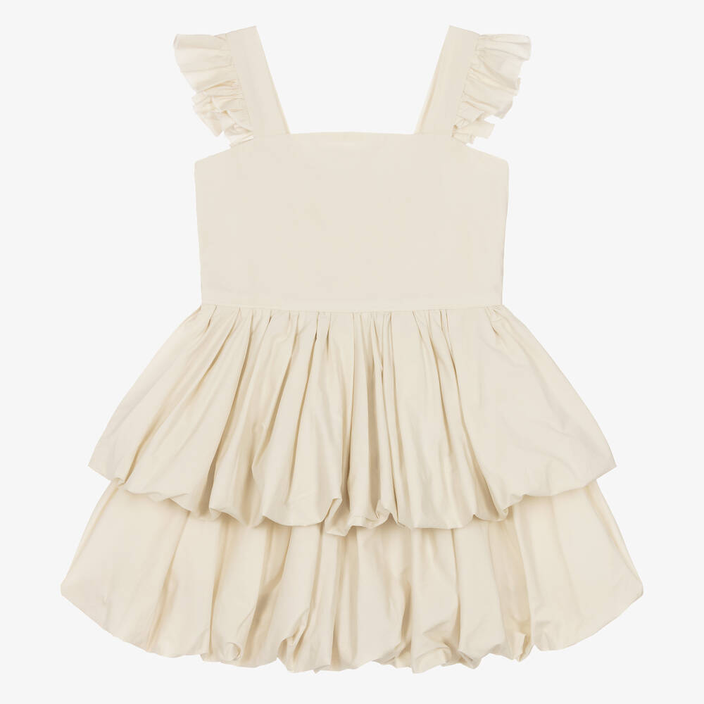 Fun & Fun-Girls Ivory Puffed Cotton Poplin Dress | Childrensalon Outlet