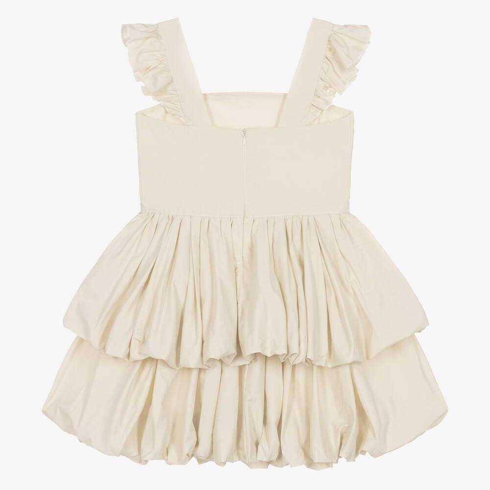 Fun & Fun-Girls Ivory Puffed Cotton Poplin Dress | Childrensalon Outlet