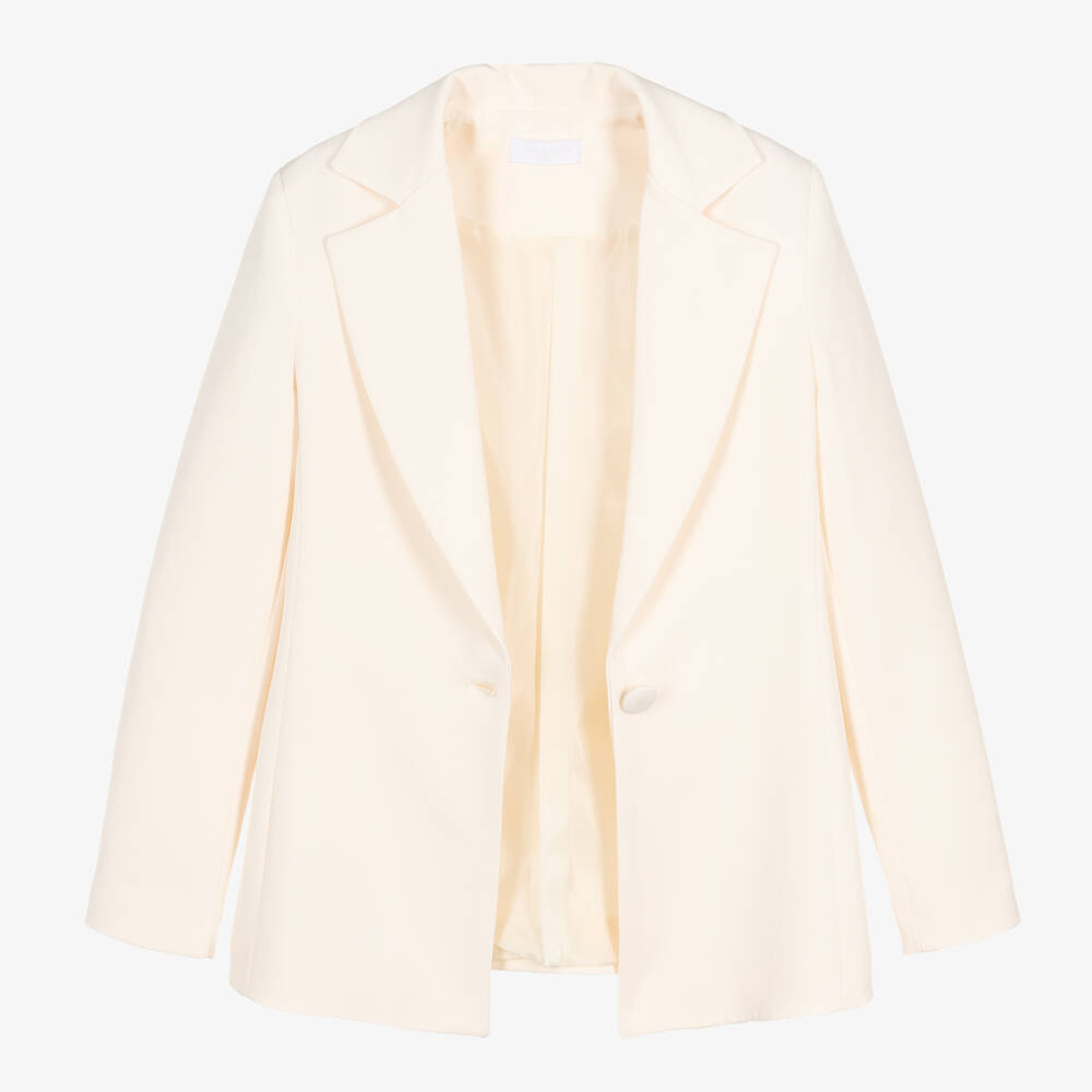 FUN FUN Girls Ivory Tailored Twill Blazer