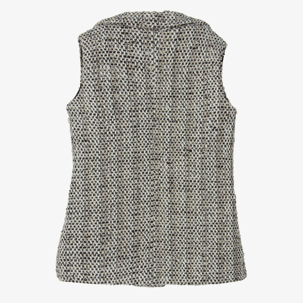 Fun & Fun-Girls Ivory Tweed Buttoned Gilet | Childrensalon Outlet