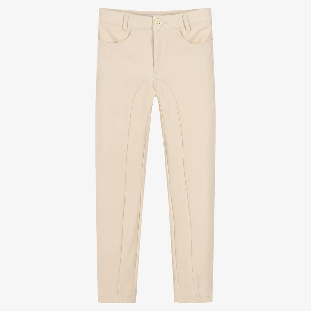 Fun & Fun Chic - Girls Ivory Twill Trousers | Childrensalon