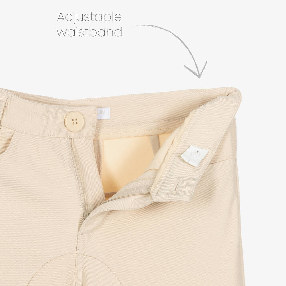 Fun & Fun Chic-Girls Ivory Twill Trousers | Childrensalon Outlet