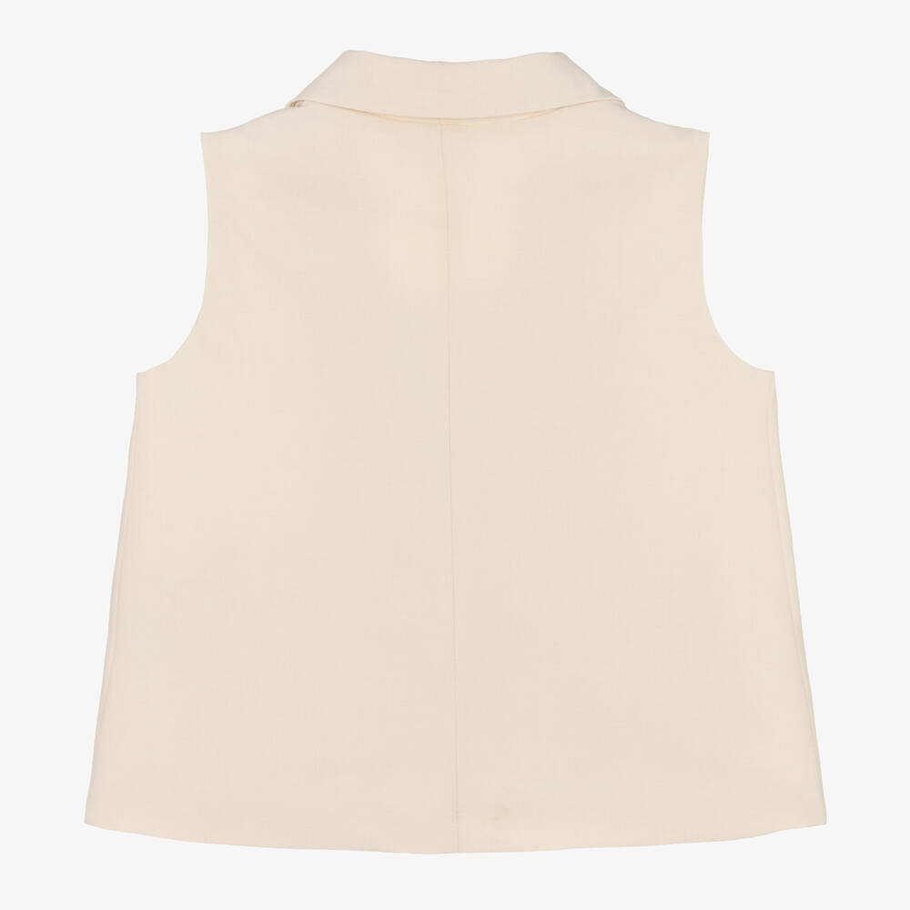 Fun & Fun-Girls Ivory Twill Waistcoat  | Childrensalon Outlet