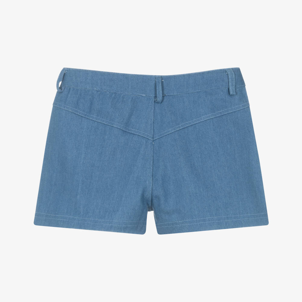 Fun & Fun-Girls Light Blue Denim Shorts with Rhinestone Trims | Childrensalon Outlet