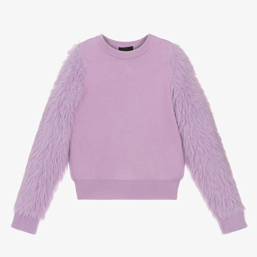 Fun & Fun - Girls Lilac Fluffy Knit Sweater | Childrensalon