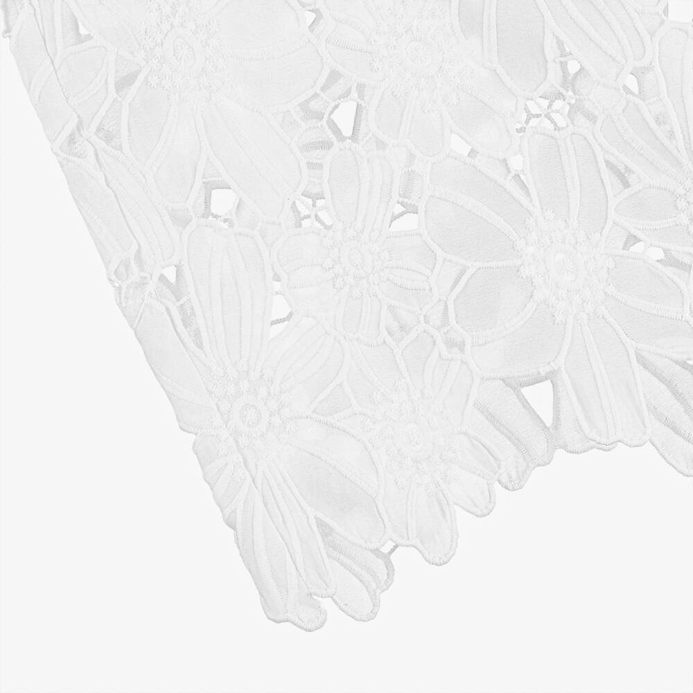 Fun & Fun-Girls Off-White Embroidered Flower Lace Wide Leg Trousers | Childrensalon Outlet