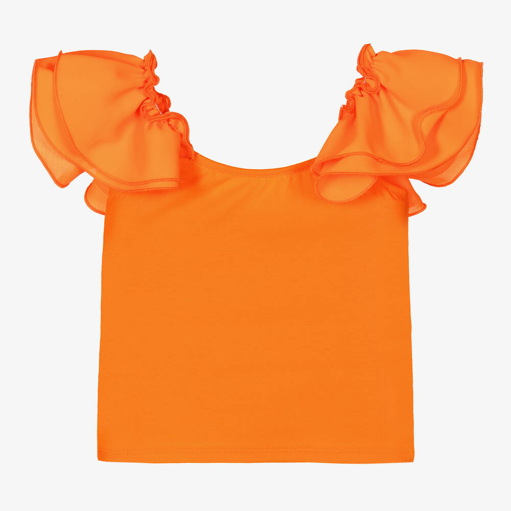 Fun & Fun - Orange Baumwollbluse für Mädchen | Childrensalon