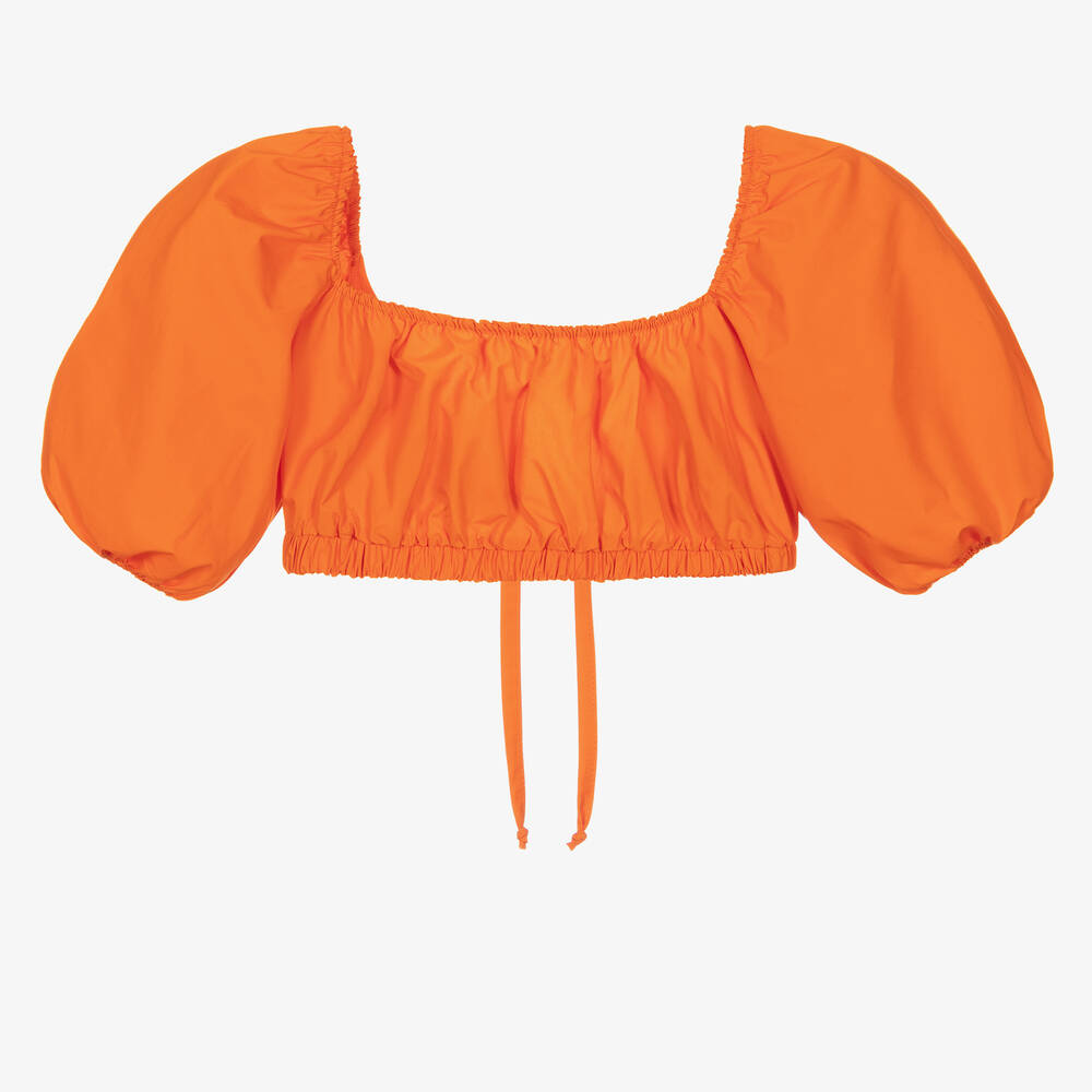 Fun & Fun - Orange kurze Baumwollbluse  | Childrensalon