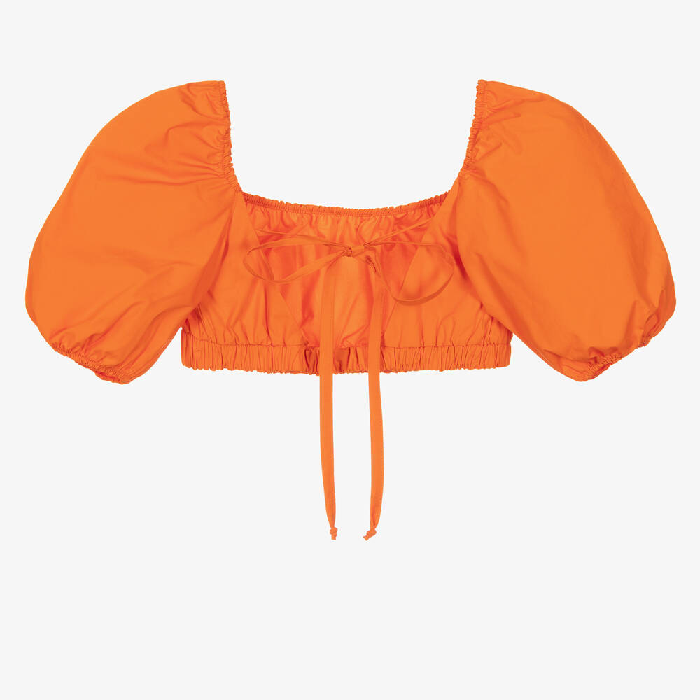 Fun & Fun-Girls Orange Cotton Cropped Blouse  | Childrensalon Outlet