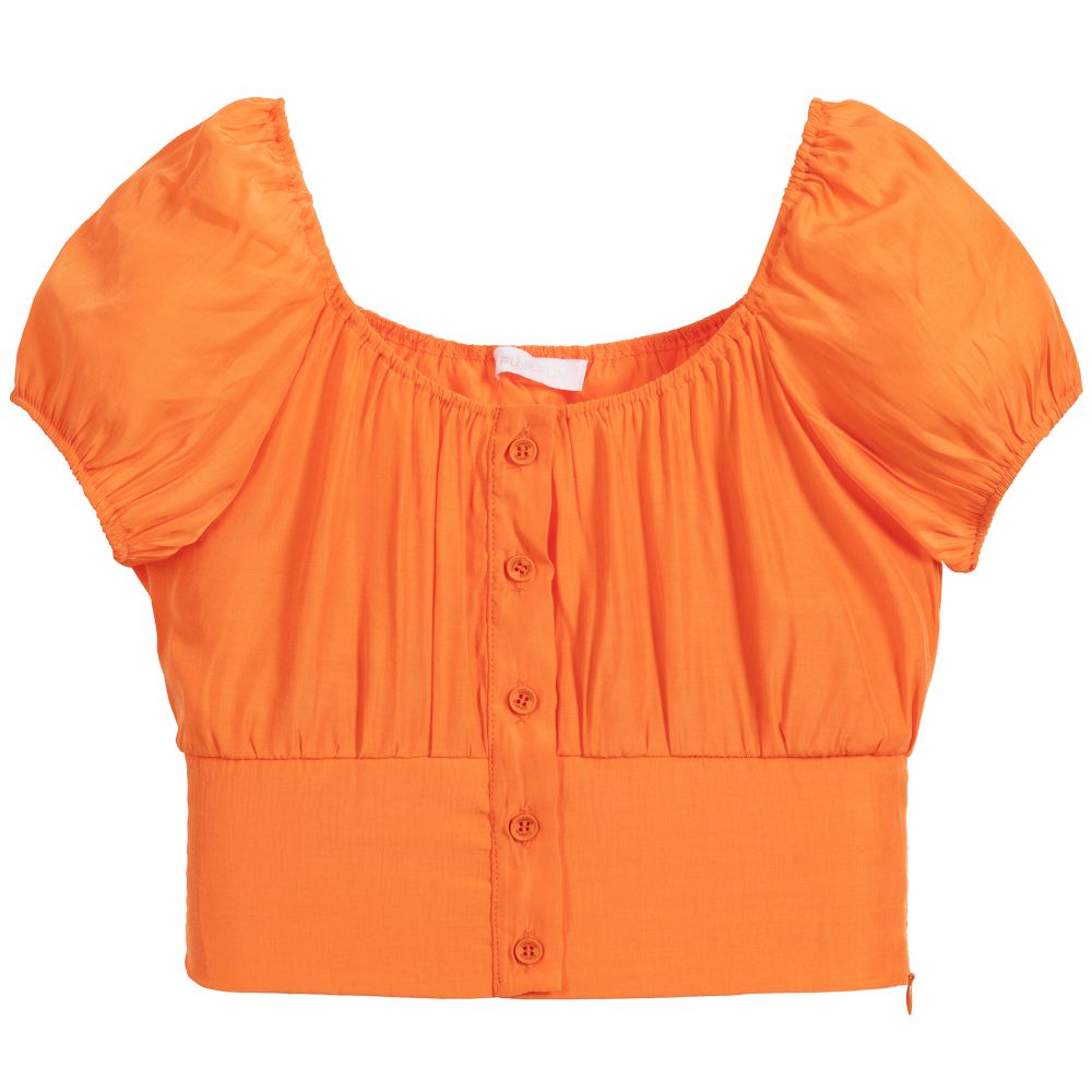 Fun & Fun - Girls Orange Cropped Blouse | Childrensalon