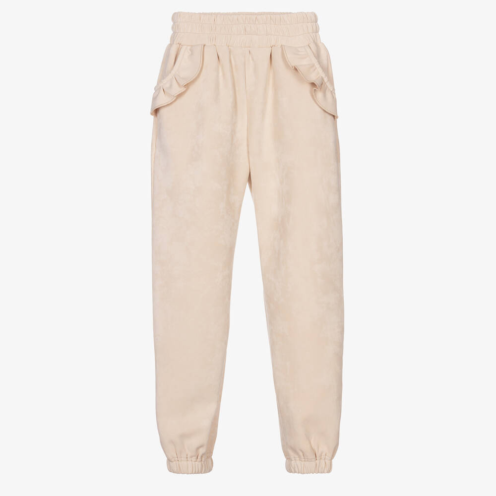 Fun & Fun - Girls Pale Beige Joggers | Childrensalon