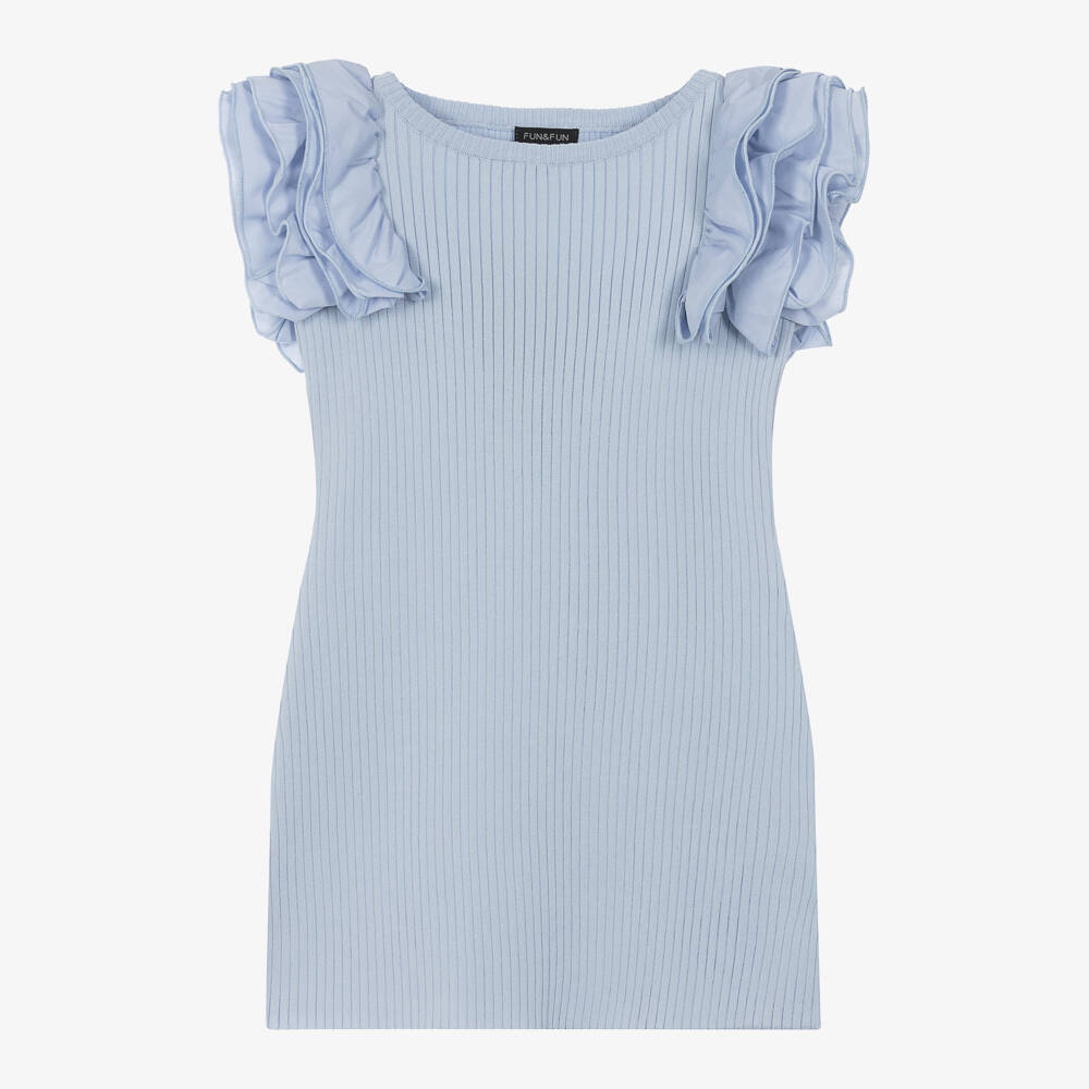Fun & Fun-Girls Pastel Blue Knit Dress | Childrensalon Outlet