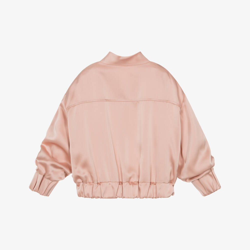 Fun & Fun-Girls Peach Pink Satin Bomber Jacket | Childrensalon Outlet