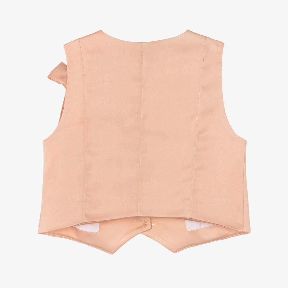 Fun & Fun-Girls Peach Pink Satin Waistcoat | Childrensalon Outlet
