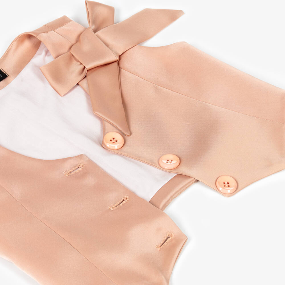Fun & Fun-Girls Peach Pink Satin Waistcoat | Childrensalon Outlet