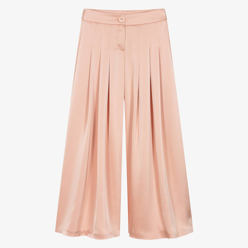 Fun & Fun-Girls Peach Pink Wide Leg Pleated Trousers | Childrensalon Outlet