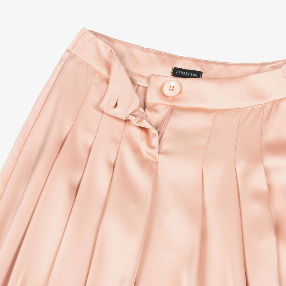 Fun & Fun-Girls Peach Pink Wide Leg Pleated Trousers | Childrensalon Outlet