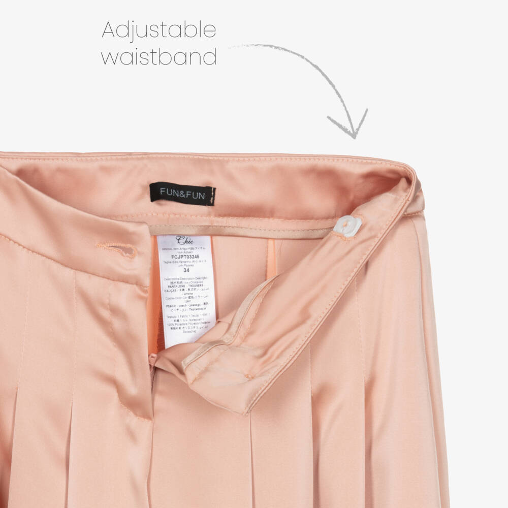 Fun & Fun-Girls Peach Pink Wide Leg Pleated Trousers | Childrensalon Outlet