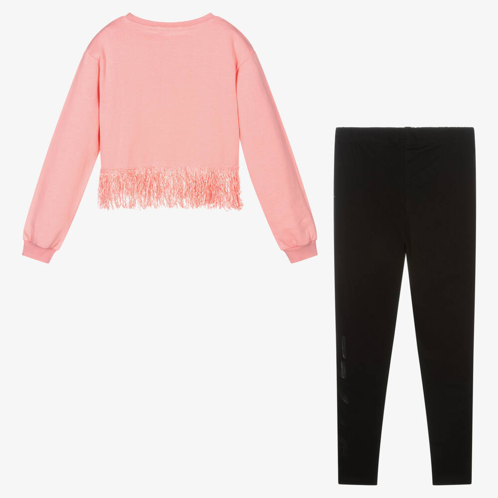Fun & Fun-Girls Pink & Black Leggings Set | Childrensalon Outlet