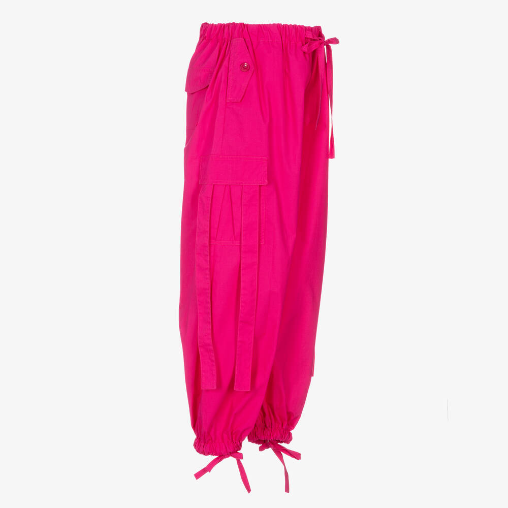 Fun & Fun-Girls Pink Cotton Cargo Trousers | Childrensalon Outlet