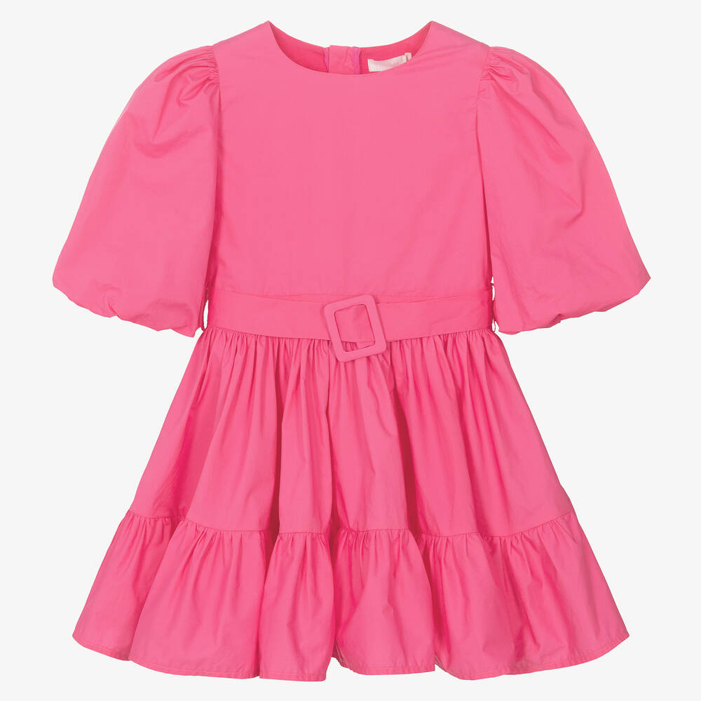 Fun & Fun - Pinkes Baumwollkleid mit Gürtel | Childrensalon