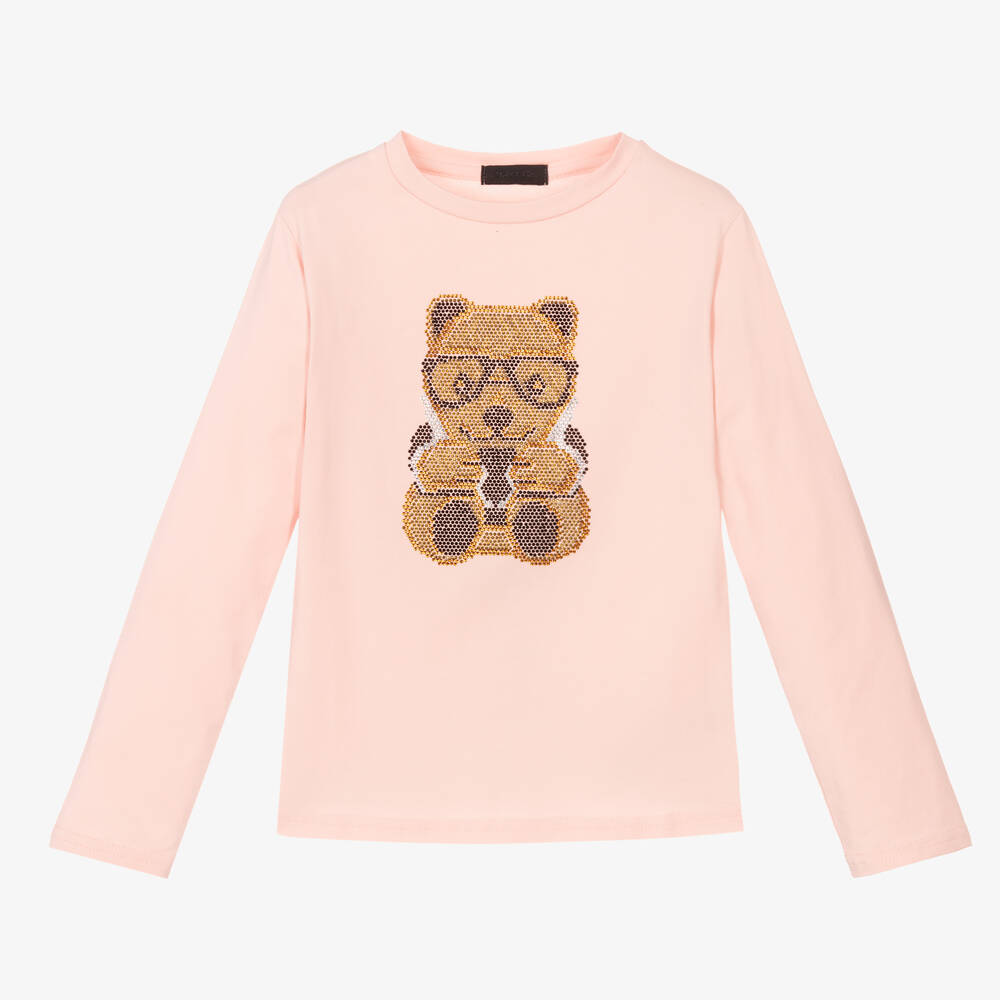 Fun & Fun-Girls Pink Cotton Teddy Top | Childrensalon Outlet
