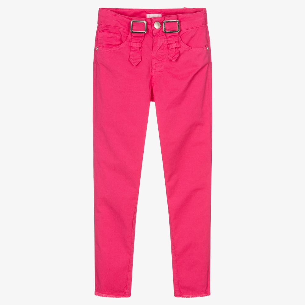 Fun & Fun - Girls Pink Cotton Trousers  | Childrensalon