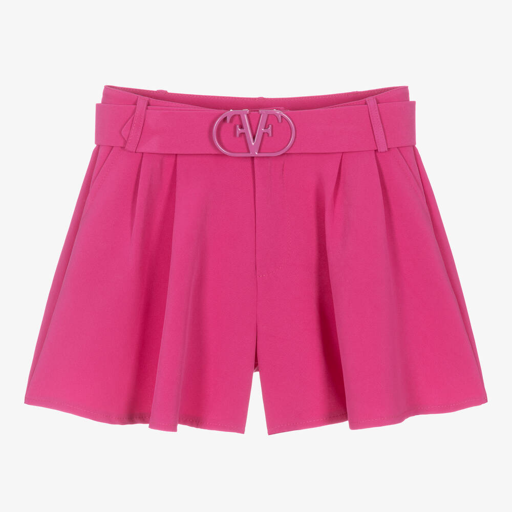 Fun & Fun - Girls Pink Crêpe Wide Leg Shorts | Childrensalon