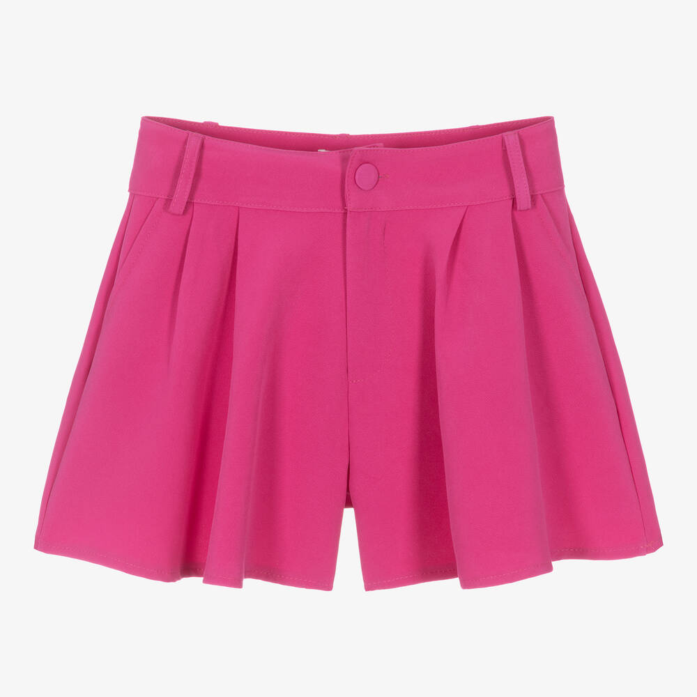 Fun & Fun-Girls Pink Crêpe Wide Leg Shorts | Childrensalon Outlet