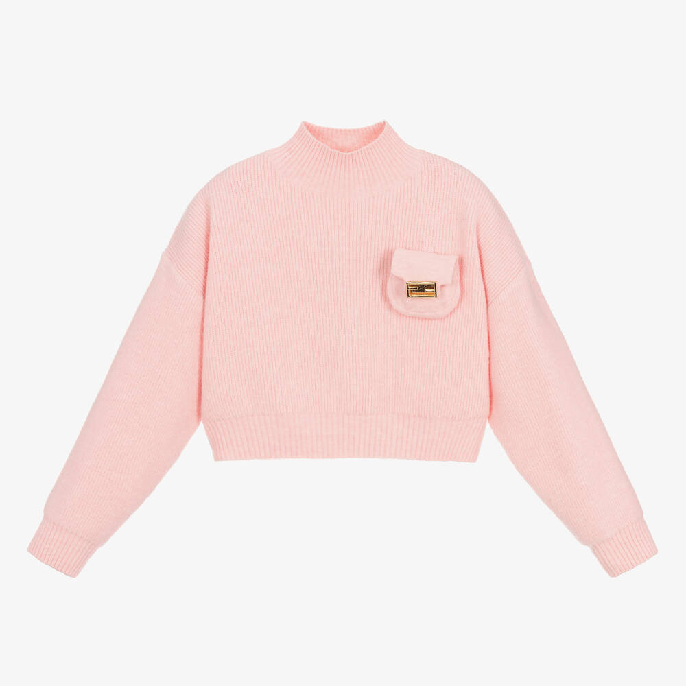 Fun & Fun - Girls Pink Cropped Sweater | Childrensalon