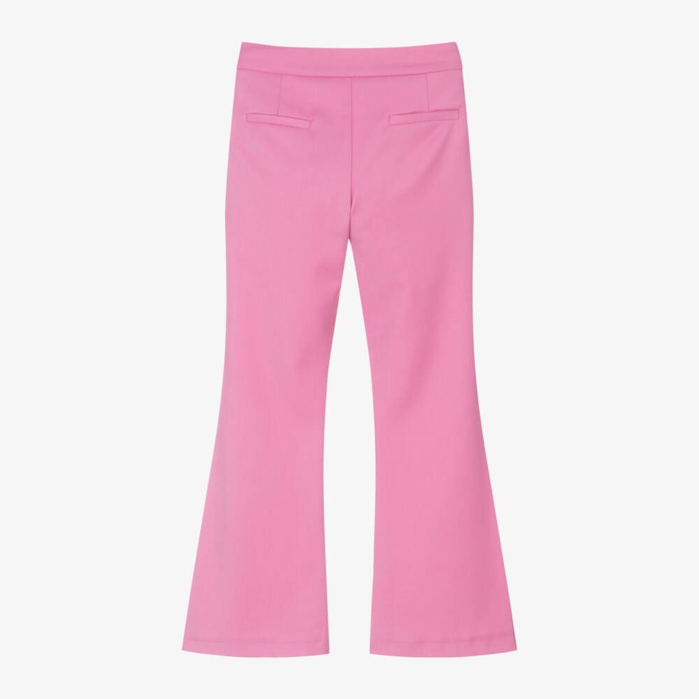 Fun & Fun-Girls Pink Flared Twill Trousers | Childrensalon Outlet