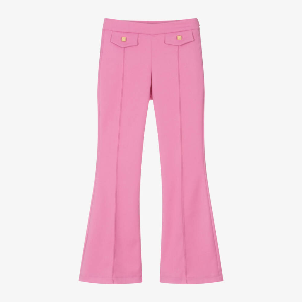 Fun & Fun-Girls Pink Flared Twill Trousers | Childrensalon Outlet