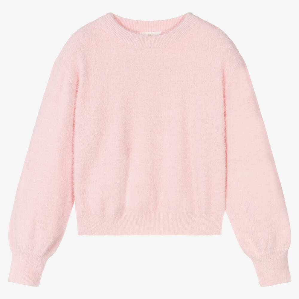 Fun & Fun Couture - Girls Pink Fluffy Knit Jumper | Childrensalon