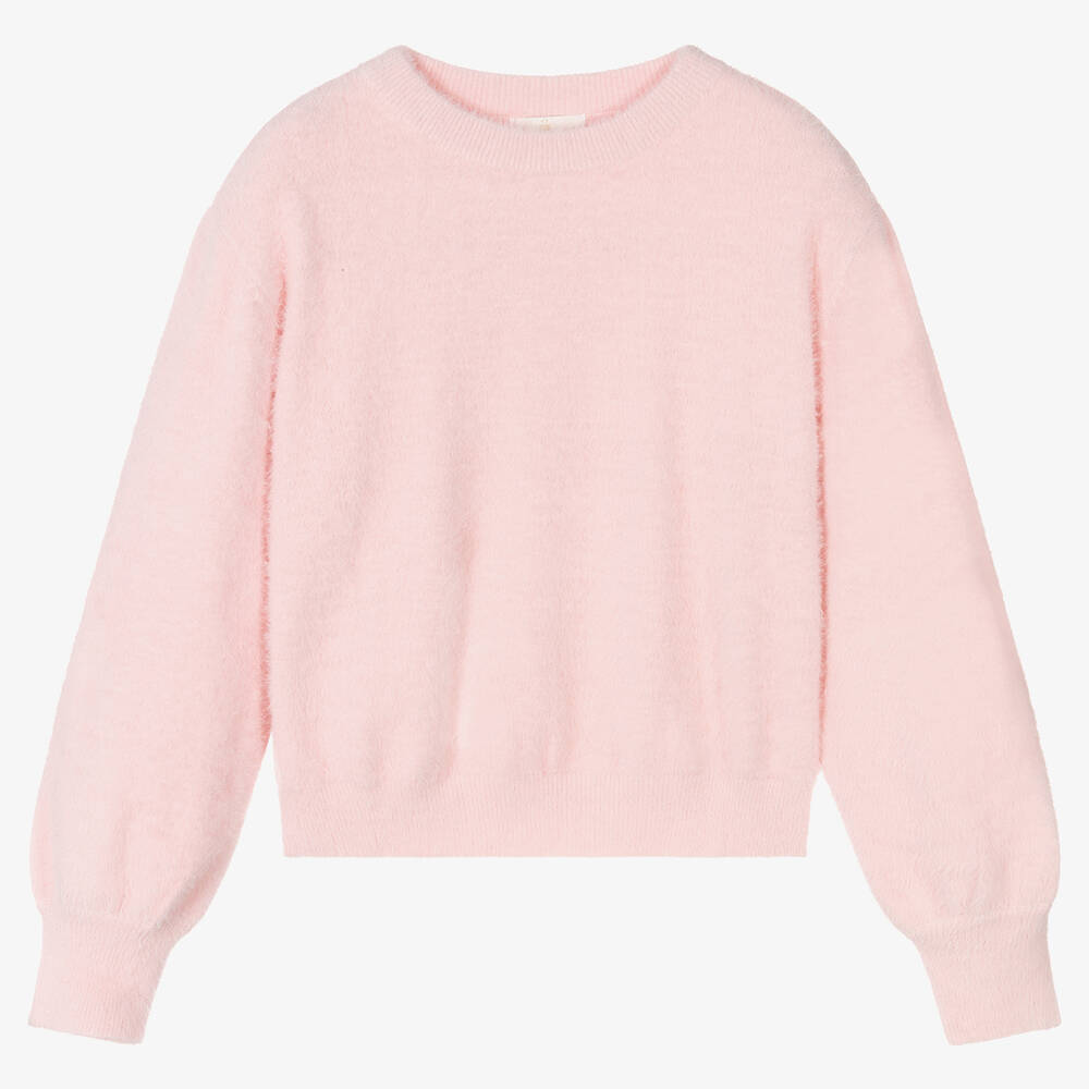 Fun Fun Couture Girls Pink Fluffy Knit Jumper Childrensalon