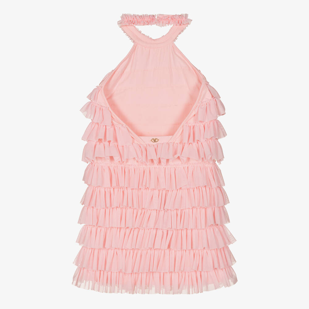 Fun & Fun-Girls Pink Halterneck Ruffled Dress | Childrensalon Outlet