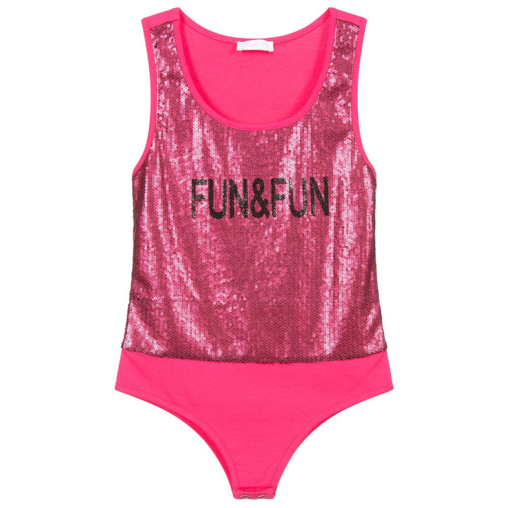 Fun & Fun - Girls Pink Sequin Bodysuit | Childrensalon