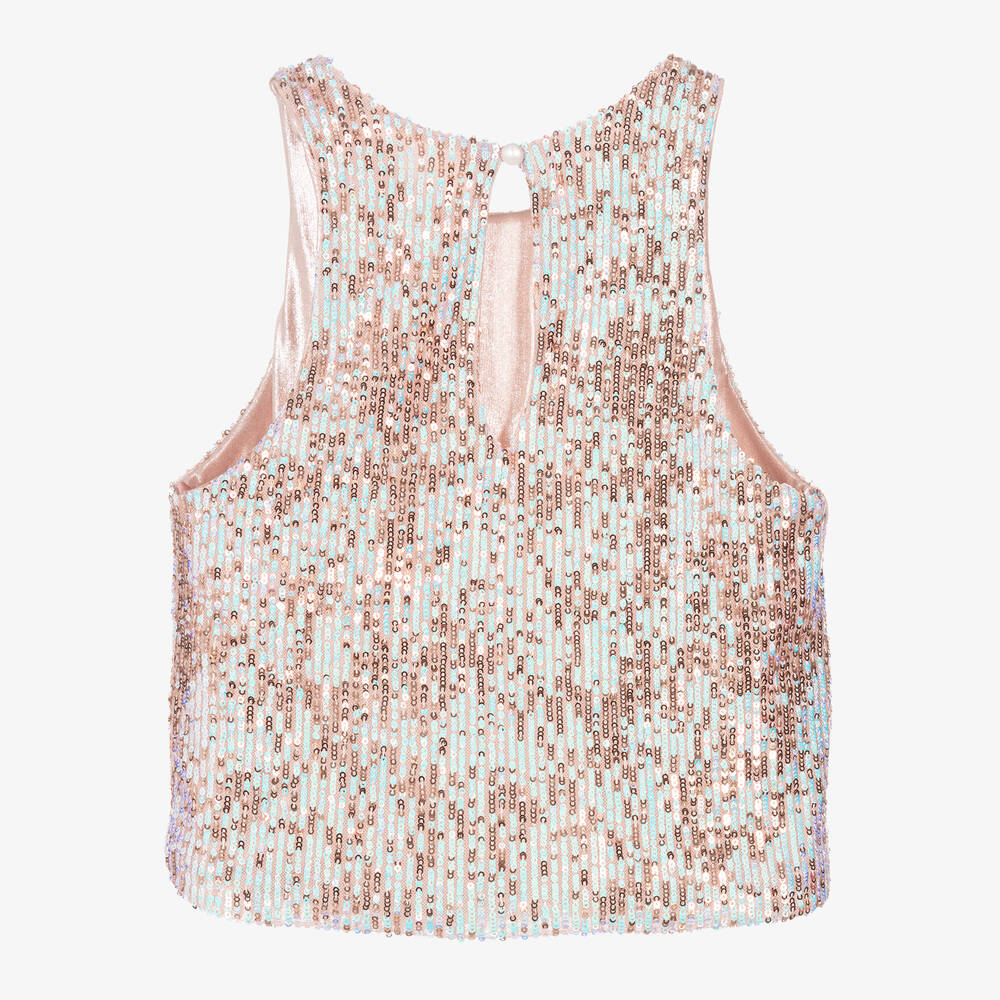 Fun Fun Girls Pink Sequin Tulle Vest Top