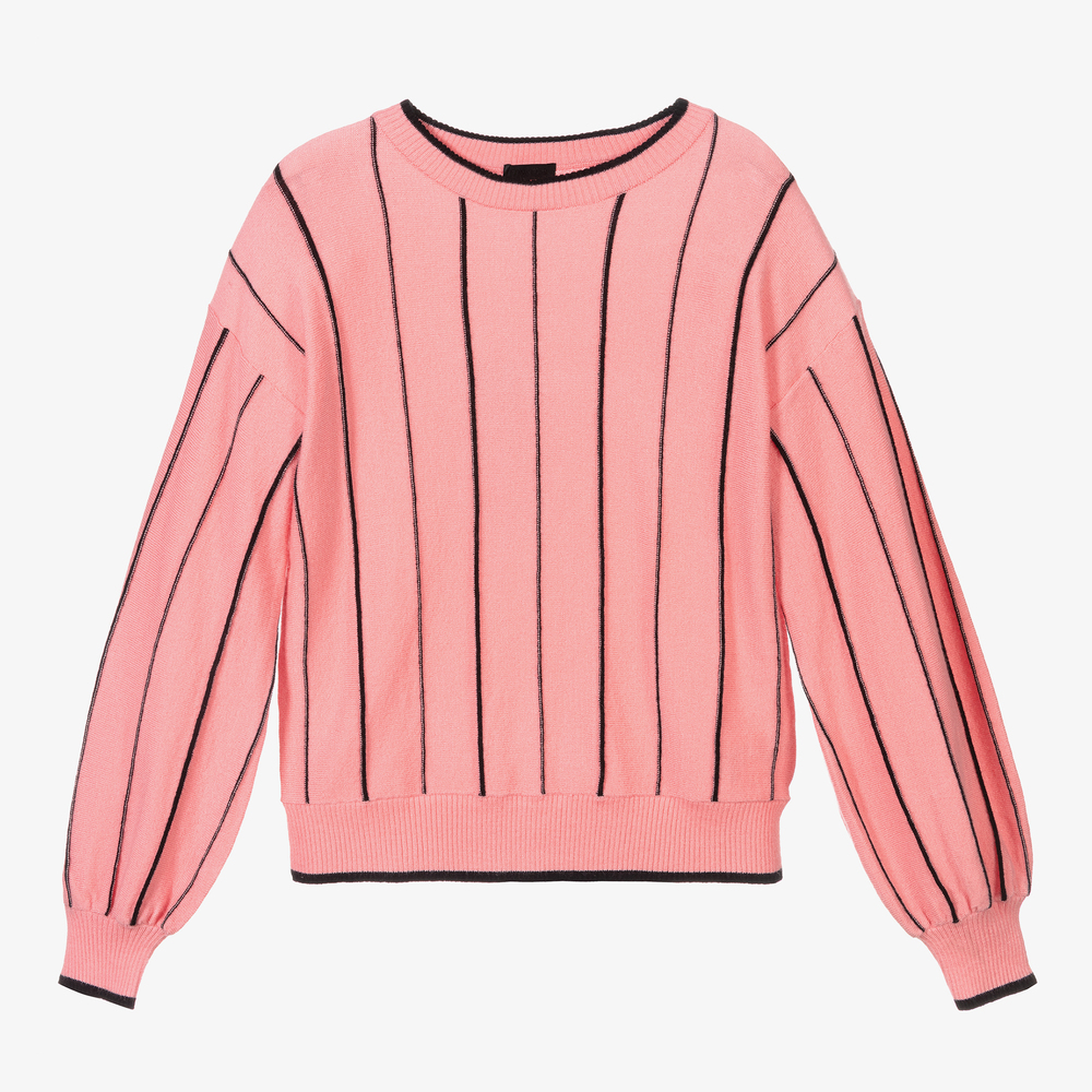 Fun & Fun - Girls Pink Striped Sweater | Childrensalon