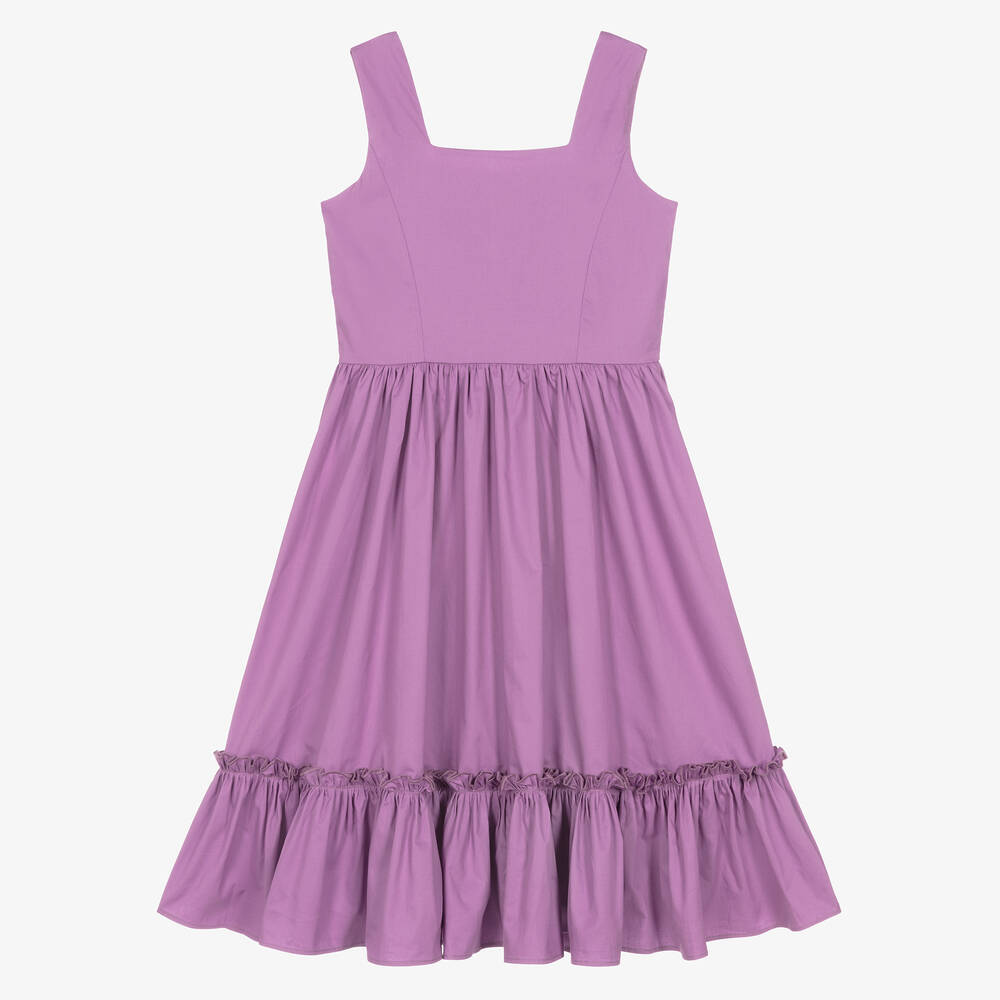 Fun & Fun-Girls Purple Cotton Poplin Dress | Childrensalon Outlet