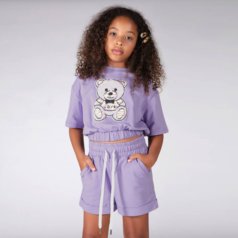 Fun & Fun-توب قطن جيرسي لون بنفسجي للبنات | Childrensalon Outlet