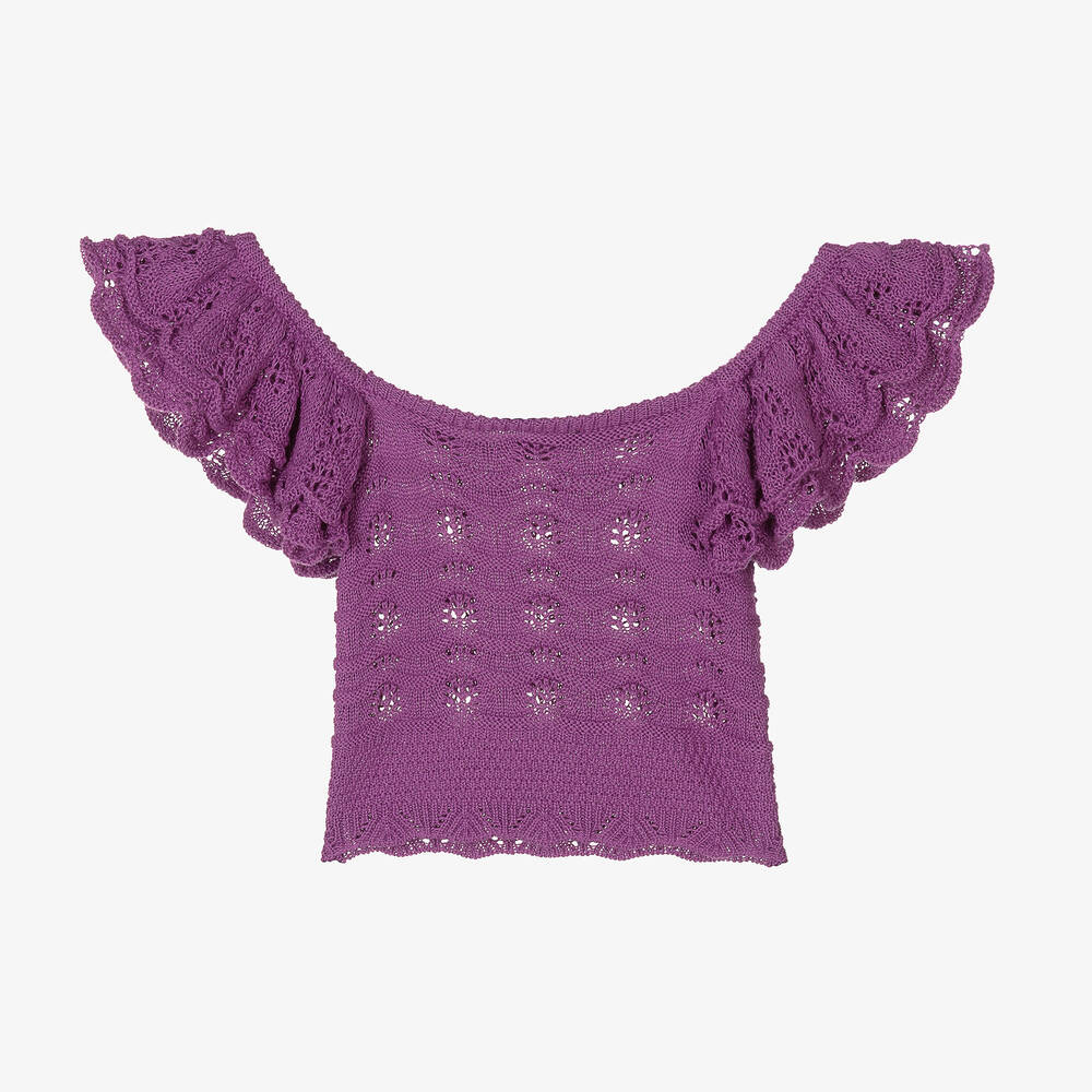 Fun & Fun-توب كروب قطن وأكريليك محبوك لون بنفسجي للبنات | Childrensalon Outlet