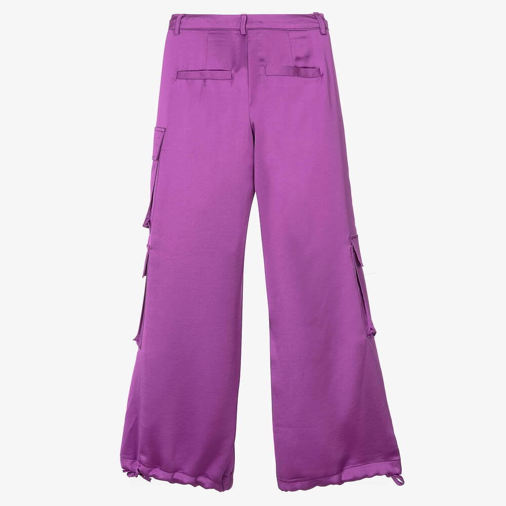 Fun & Fun-Girls Purple Satin Cargo Trousers | Childrensalon Outlet