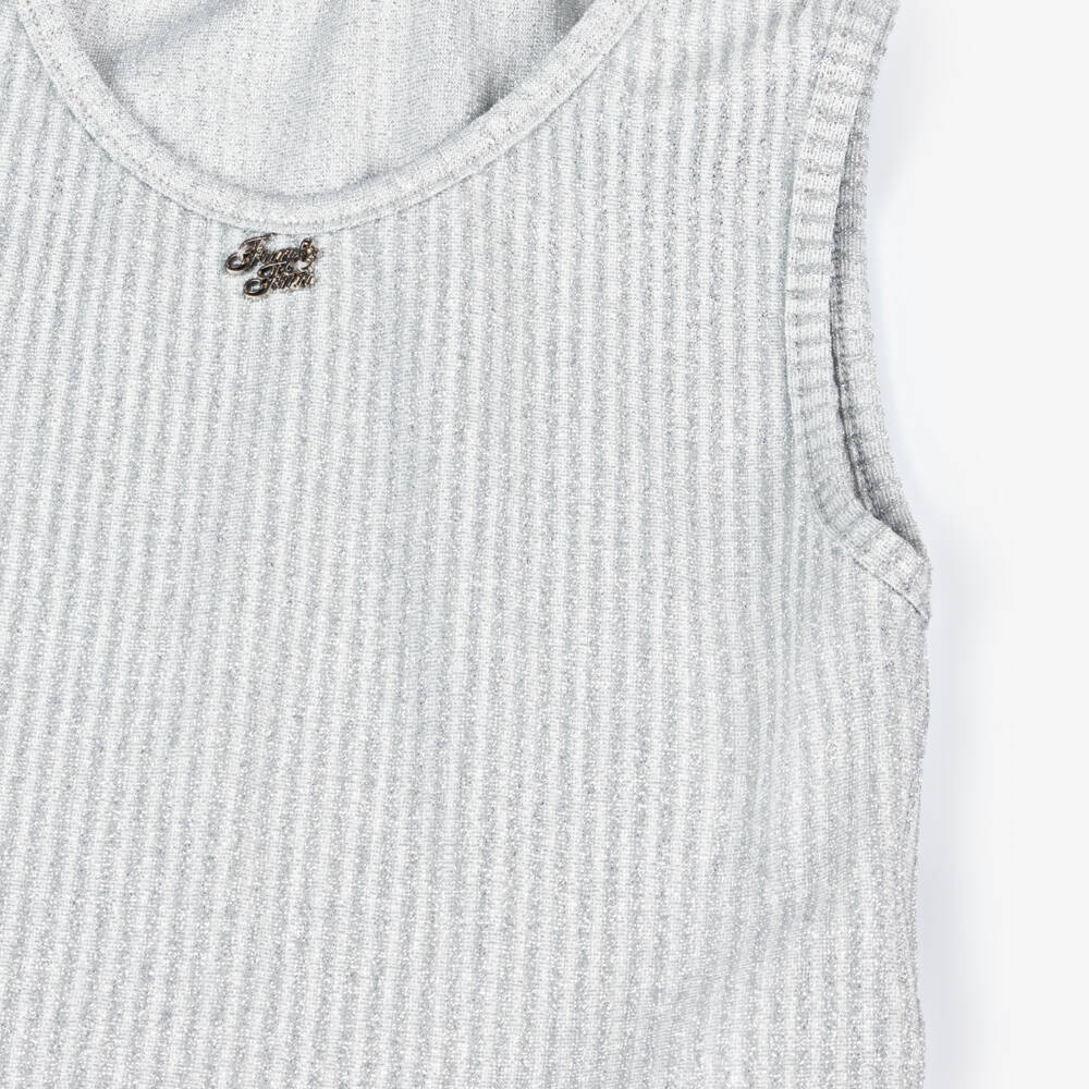 Fun & Fun-بلوزة فضية لامعة بدون أكمام للبنات | Childrensalon Outlet