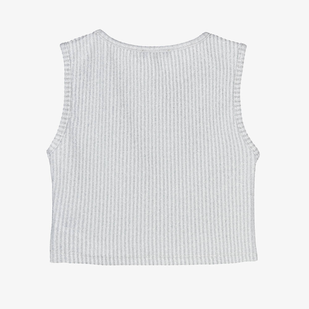 Fun & Fun-بلوزة فضية لامعة بدون أكمام للبنات | Childrensalon Outlet