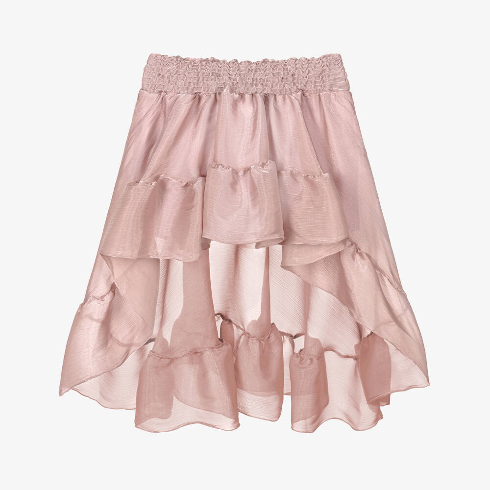 Fun & Fun-Girls Shimmery Pink Asymmetric Ruffle Skirt | Childrensalon Outlet