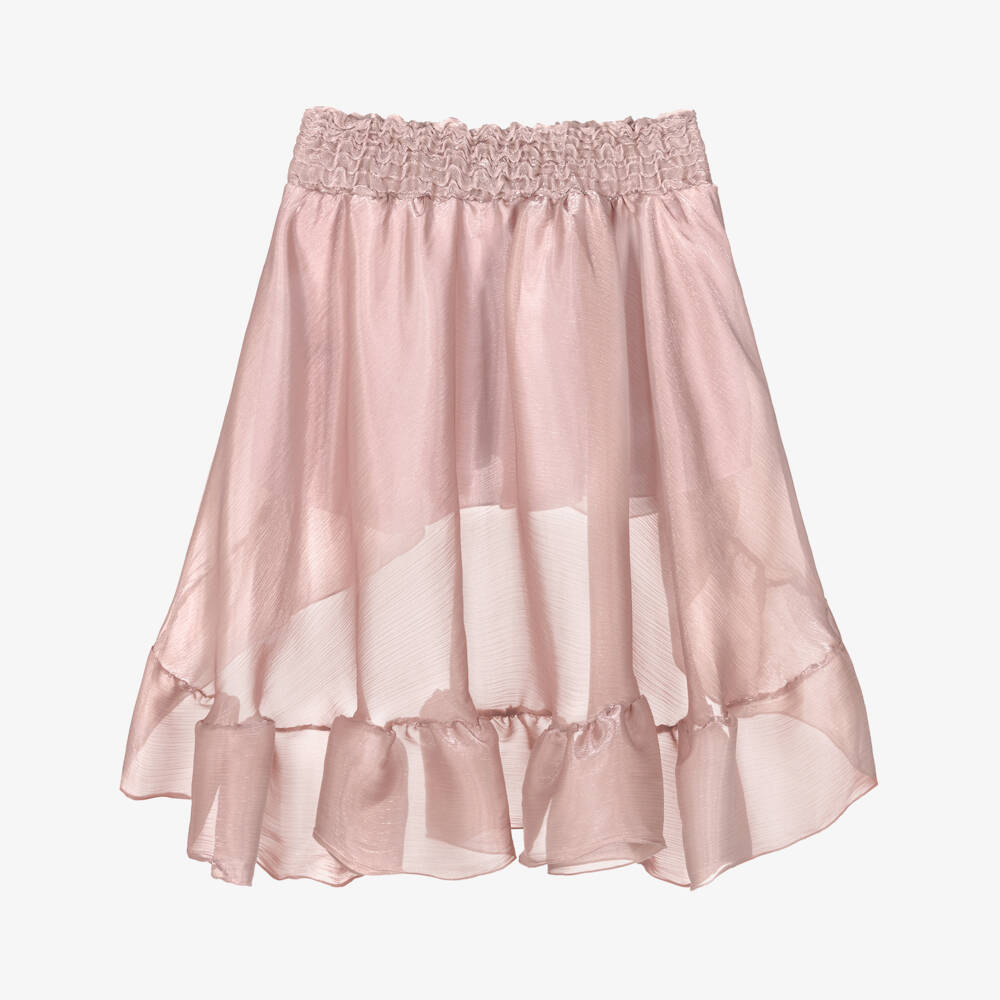 Fun & Fun-Girls Shimmery Pink Asymmetric Ruffle Skirt | Childrensalon Outlet