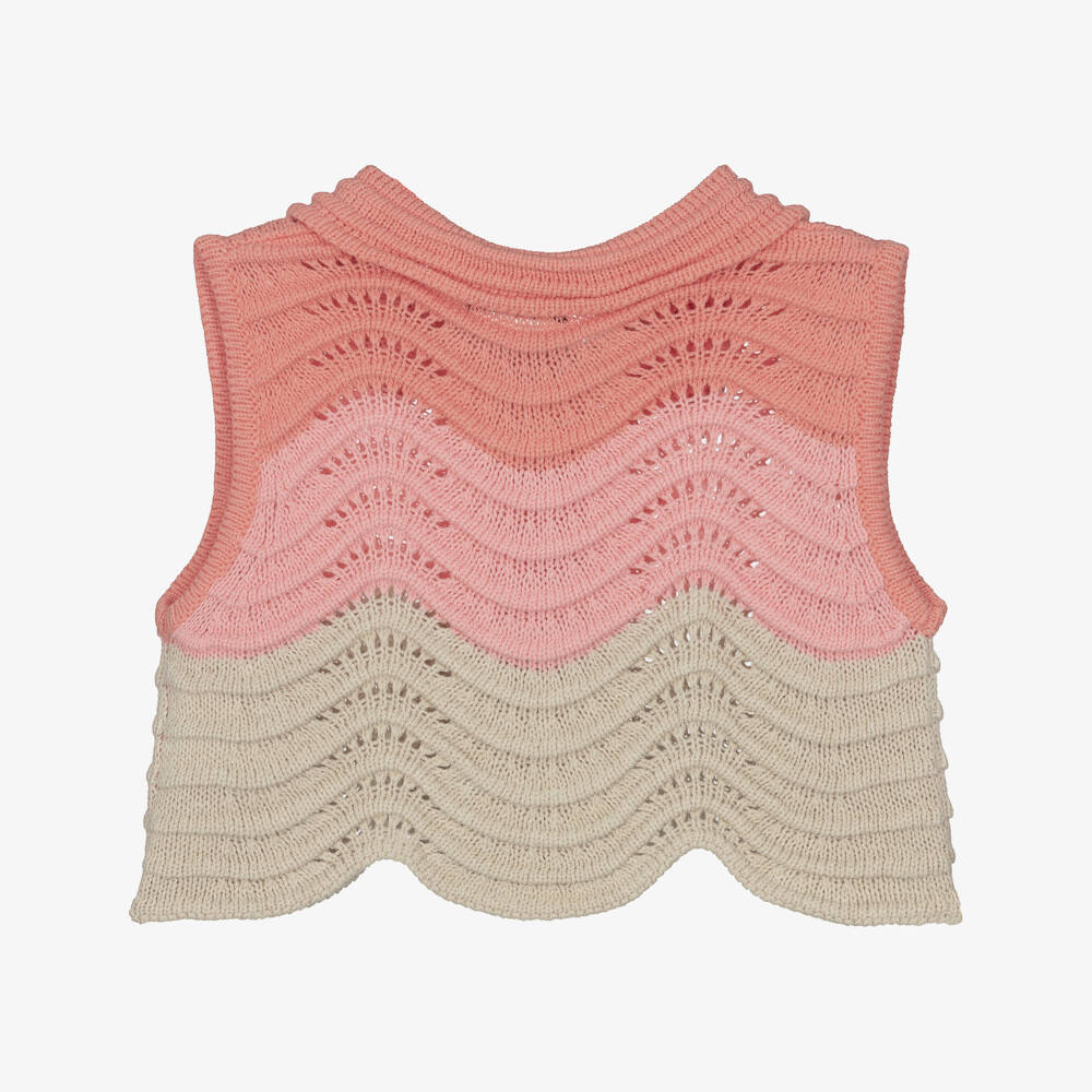 Fun & Fun-Girls Soft Pink Knitted Vest | Childrensalon Outlet