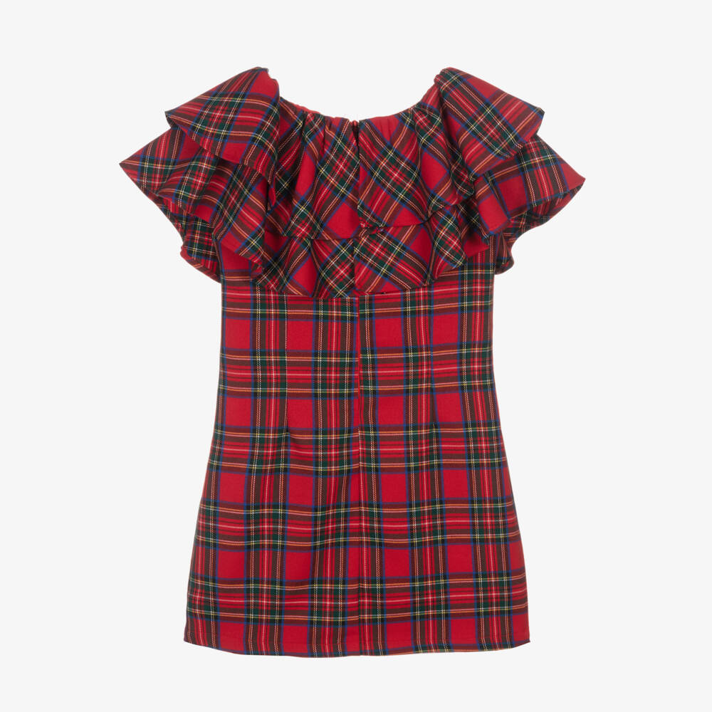 Fun & Fun-Girls Tartan Ruffle Neck Dress | Childrensalon Outlet